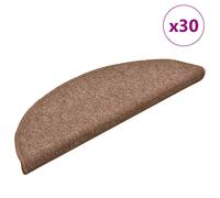 Stair Mat 30pcs Brown 56x17x3cm 100% PP Tufted Non-Slip Washable Foldable Stair