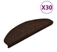 Stair Mat 30pcs Brown 65x21x4cm Needle-punched Polypropylene Half-Round Non-Slip