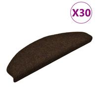 Stair Mat 30pcs Brown 65x21x4cm Needle-punched Polypropylene Half-Round Non-Slip