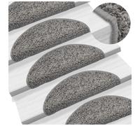 Stair Mat 30pcs Grey 56x17x3cm 100% PP Tufted Non-Slip Washable Adhesive Runner