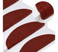 Stair Mat 56x17x3 cm Red Needle Felt Fabric Non-Slip Self-Adhesive 10pcs set