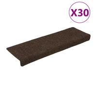 Stair Mat 65x21x4 cm Brown Needle-Punched Polypropylene Non-Slip 30pcs Adhesives