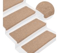 Stair Mat 65x24.5x3.5cm Beige Needle Felt Fabric Self-Adhesive 15pcs Washable15