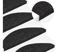 Stair Mat Anthracite 15pcs 65x22.5x3.5cm Needle Felt 95%PES SelfAdhesiveNonSlip