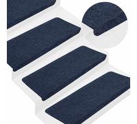 Stair Mat Blue Needle Felt 95%PES 5%PP 30pcs Self-Adhesive 65x24.5x3.5cm Indoor