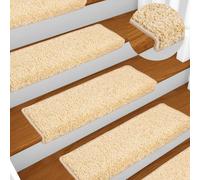 Stair Mat Cream 65x21x4 cm Needle-Punched Polypropylene Non-Slip 10pcs Washable