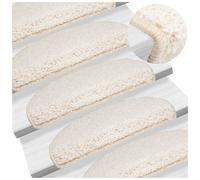 Stair Mat Half Round White 65x21x4cm 100% PP Tufted Non-Slip Washable 15pcs Tape
