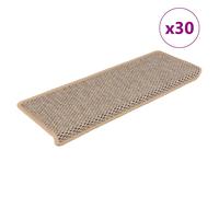 vidaXL Stair Mats Self-adhesive Sisal-Look 30 pcs 65x21x4 cm Light Beige