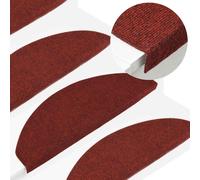 Stair Mat Red 65x22.5x3.5cm Needle Felt 95%PES Self-Adhesive Non-Slip Washable