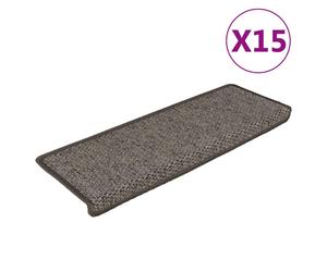 Stair Mat Self-Adhesive Fabric Sisal Look Grey Beige 65x21x4cm 30pcs Poly-Cotton
