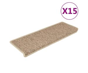 Stair Mat Self-Adhesive Sisal-Look Fabric Sand 65x21x4cm 30pcs Washable Non-Slip