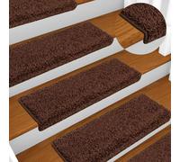 Stair Mat Set 10-piece set 65x21x4cm Brown Needle-Punched PP Non-Slip Washable