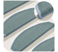 Stair Mat Set 15pc Sea Blue 65x24x4cm 100% PP Tufted Non-Slip Washable Foldable