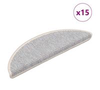 Stair Mat Set 15pc Silver Grey Fabric 56x17x3cm NonSlip Self-Adhesive Washable