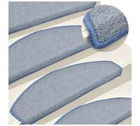 Stair Mat Set 15pcs 65x24x4cm Light Grey & Blue 100% PP Tufted Non-Slip Washable
