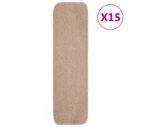 Stair Mat Set 15pcs Beige 75x20cm 100% PP Anti-Slip Machine Washable with latex