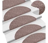 Stair Mat Set 15pcs Light Brown Needle-Punched Polypropylene Non-Slip 56x17x3cm