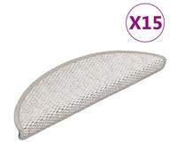 Stair Mat Set 15pcs Platina 56x17x3cm Sisal-Look Fabric Self-Adhesive Washable