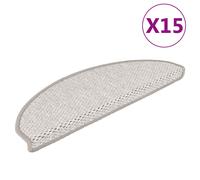Stair Mat Set 15pcs Platina 65x21x4 cm Fabric Sisal-Look Non-Slip Washable Taped