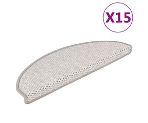 Stair Mat Set 15pcs Platina 65x21x4 cm Fabric Sisal-Look Non-Slip Washable Taped