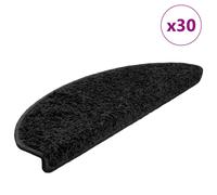 Stair Mat Set 30pcs Black 65x21x4cm 100% PP Tufted Non-Slip Washable AdhesiveInc