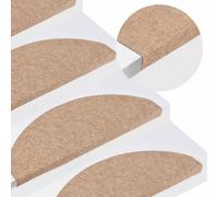 Stair Mat Set Beige Needle Felt 65x22.5x3.5cm Self-Adhesive 10pcs Washable 3.5mm