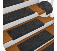 Stair Mat Set of 10 Dark Grey 65x21x4cm Needlepunch PP Non-Slip Washable Treads
