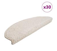 Stair Mat White 65x21x4cm 100% PP Tufted Non-Slip Washable Adhesive 30 pcs Quiet