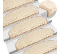 Stair Mats 10 pcs Cream 65x21x4cm 100% PP Tufted Half-Round Washable with tapes.