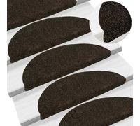 Stair Mats 10 pcs Dark Brown 56x17x3cm Needle-Punched PP Non-Slip Self-Adhesive