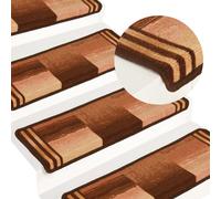 Stair Mats 100% Polyamide Tufted Brown 65x25cm Self-Adhesive 5pcs Non-Slip Wash