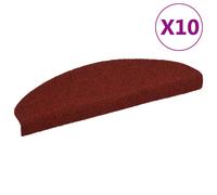 vidaXL Self-adhesive Stair Mats 10 Pcs Red 65X21X4cm Needle Punch, Red
