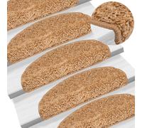 Stair Mats 10pcs Beige 100% PP Tufted 65x21x4cm Washable Adhesive Non-Slip Grip