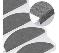 Stair Mats 10pcs Grey Needle Felt 95%PES 5%PP 65x22.5x3.5cm Self-Adhesive Pack