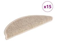 Stair Mats 15 pcs 56x17x3 cm Light Beige Half Round