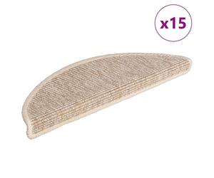 Stair Mats 15 pcs 56x17x3 cm Light Beige Half Round