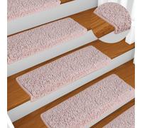 vidaXL Carpet Stair Treads Stair Mat Stair Step Rug 15 pcs White and Pink