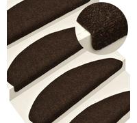 Stair Mats 15 pcs Brown 65x21x4cm Needle-Punched 100% PP Self-Adhesive Non-Slip