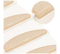 Stair Mats 15 pcs Cream Half Round 65x21x4cm 100% PP Non-Slip Washable With Tape