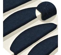 Stair Mats 15-piece Navy 65x21x4cm Needle-Punched Fabric Self-Adhesive Non-Slip