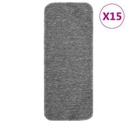 Stair Mats 15pc 100% PP Grey 60x25cm Rectangular Anti-Slip Latex Washable 8mm