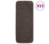 Stair Mats 15pc 60x25cm Dark Brown 100% PP Anti-Slip Latex Backing Washable 8mm