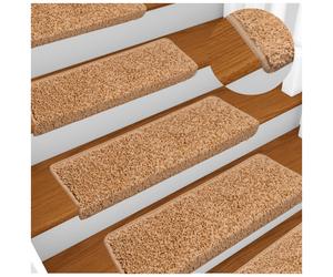 Stair Mats 15pc Beige 65x21x4cm 100% Polypropylene Non-Slip WashableSound700g/m2