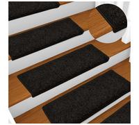 Stair Mats 15pc Black 65x21x4cm Non-Slip Washable Polypropylene Runner Pads Set