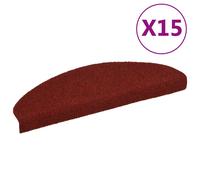 Stair Mats 15pc Bordeaux Red 65x21x4cm Needlepunched Polypropylene Self-Adhesive