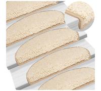 Stair Mats 15pc Cream 65x21x4cm 100% PP Tufted Non-Slip Washable Half-Round Home