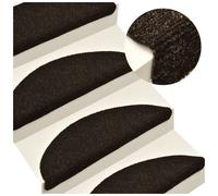 Stair Mats 15pc Dark Brown 56x17x3cm Needle-Punched Fabric Self-Adhesive Pack UK