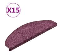 Stair Mats 15pc Dark Purple 65x21x4cm 100% PP Tufted Non-Slip Washable Foldable