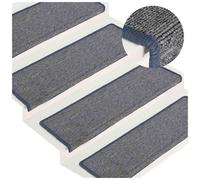 Stair Mats 15pc Light Grey & Blue 65x21x4cm 100% Polypropylene Washable Foldable