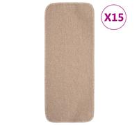 Stair Mats 15pcs 60x25cm Beige 100% PP Anti-Slip Machine Washable Latex Backing